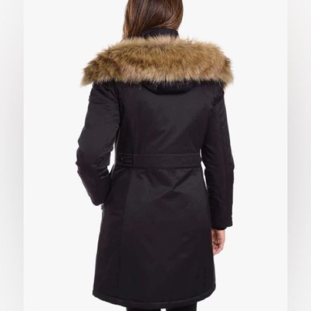 1 Madison Ladies’ Water Resistant Long Parka Faux Fur Hood - Picture 3 of 4